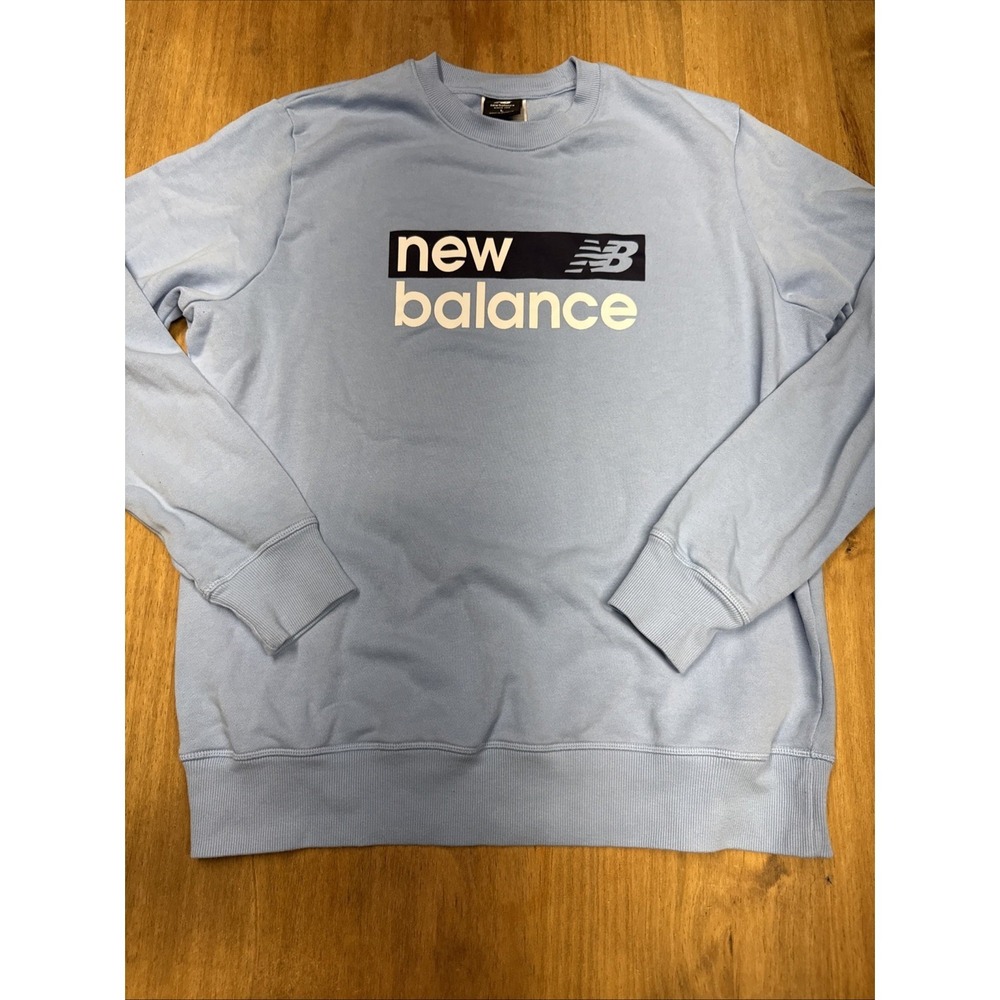 New Balance Crewneck Pullover Script Logo Sweatshirt Women's Large Blue - Picture 2 of 10